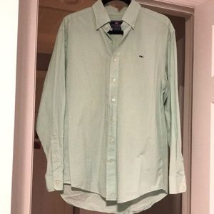 Mens Vineyard Vines Button-up Whale Shirt Green/White size Medium